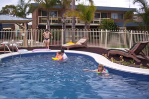 Large solar heated pool at Chapman Court